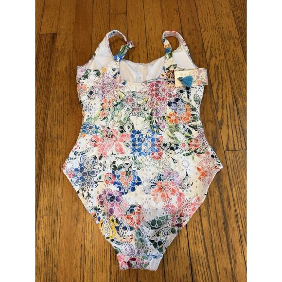 NWT Johnny Was Neon Jungle Eyelet One Piece Swimsuit Size Medium $228 - Picture 7 of 11